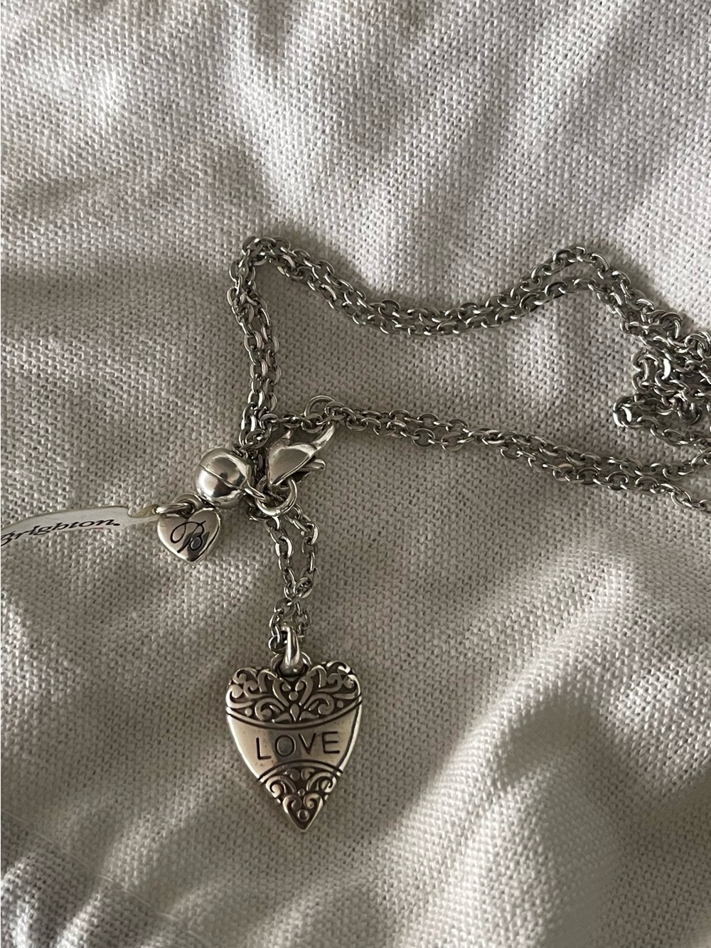 Brighton Silver Heart Filigree Pendant Necklace with Crystal Row - Picture 3 of 5